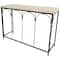 42.5" Black Arched Console Table with Zig Zag Patterned Top and Rattan Accents